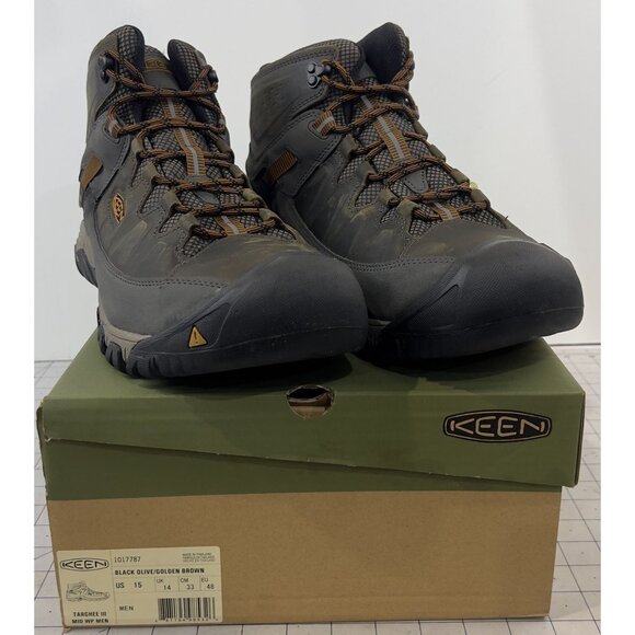Men's Targhee III Waterproof Mid Sz. 15 Black Olive/Golden Brown New~~ - Picture 1 of 8